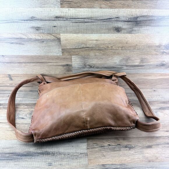 Hobo Crossbody Bag Brown Woven Leather Detachable Shoulder Strap Made In… - Picture 5 of 8